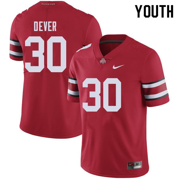 Ohio State Buckeyes #30 Kevin Dever Youth Football Jersey Red OSU66514